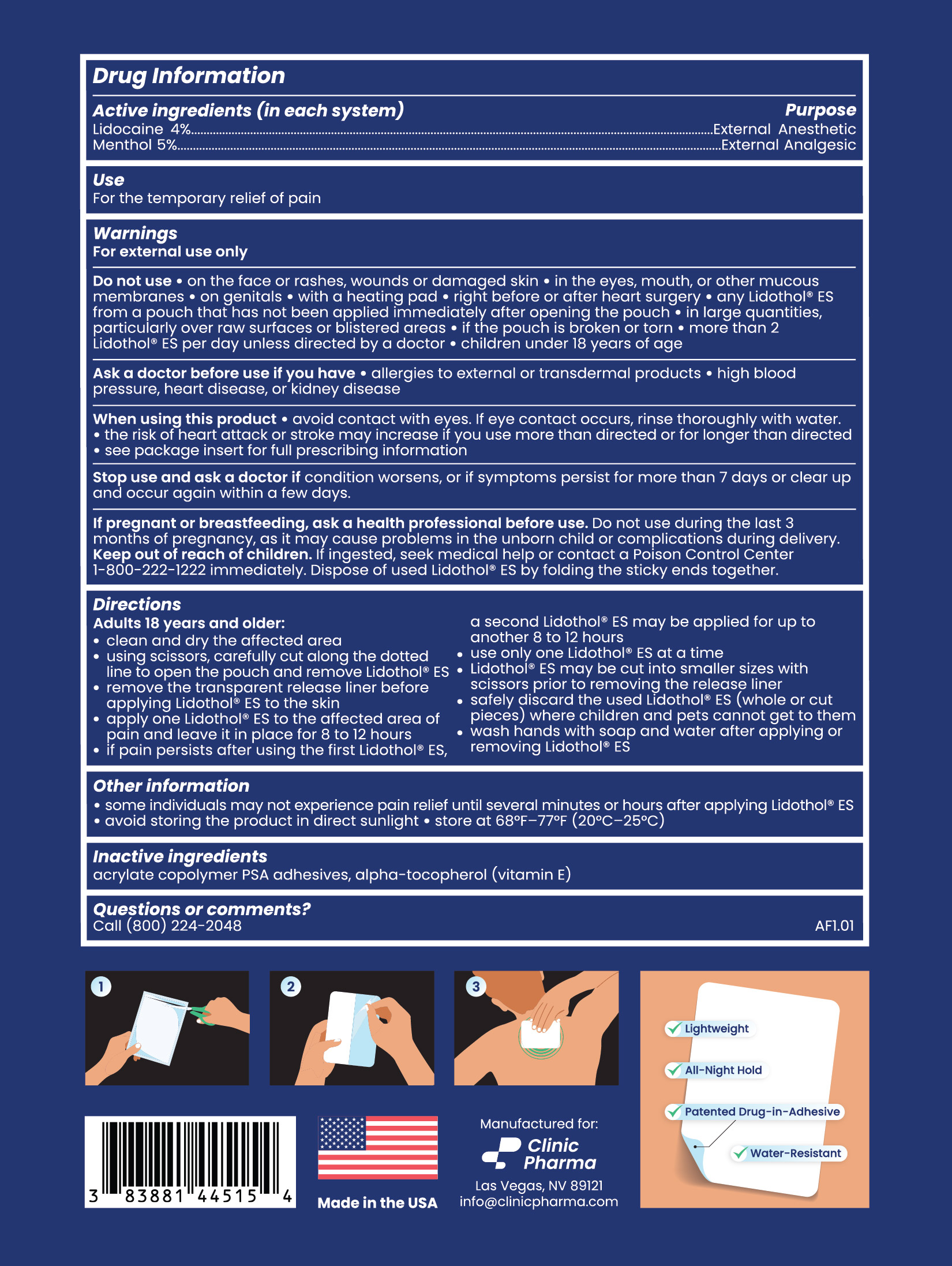 Lidothol ES Carton Back