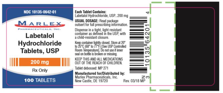NDC: <a href=/NDC/10135-0642-0>10135-0642-0</a>1
Labetalol
Hydrochloride
Tablets, USP
200 mg
Rx Only
100 Tablets 
