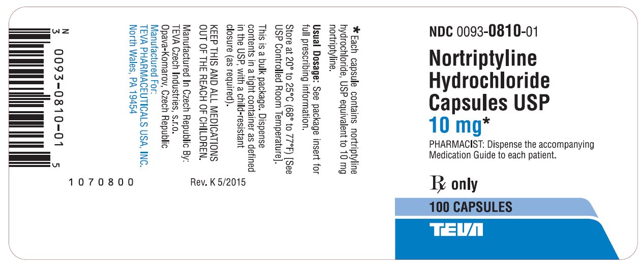 Nortriptyline Hydrochloride Capsules USP 10 mg 100s Label