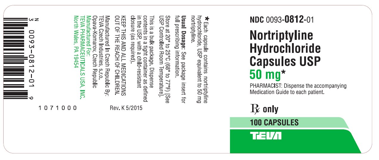 Nortriptyline Hydrochloride Capsules USP 50 mg 100s Label