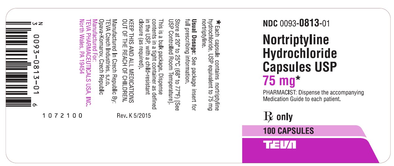 Nortriptyline Hydrochloride Capsules USP 75 mg 100s Label