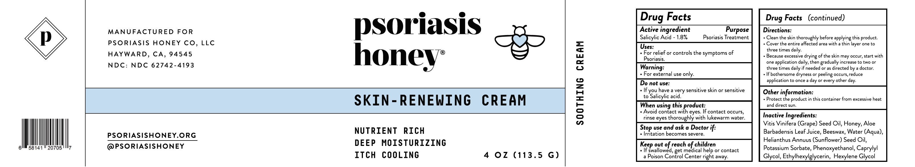Psoriasis Honey Skin Renewing Cream