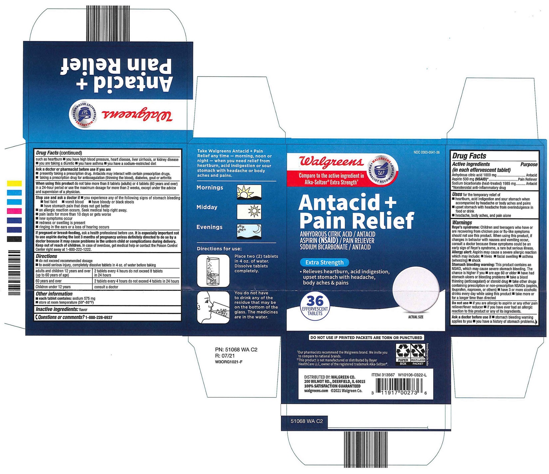 Walgreens Pain Extra Strength 36