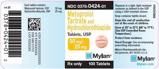 Metoprolol Tartrate and Hydrochlorothiazide Tablets 50 mg/25 mg Bottle LabelMetoprolol Tartrate and Hydrochlorothiazide Tablets 50 mg/25 mg Bottle Label