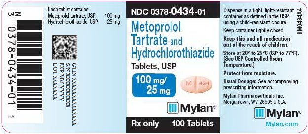Metoprolol Tartrate and Hydrochlorothiazide Tablets 100 mg/25 mg Bottle Label