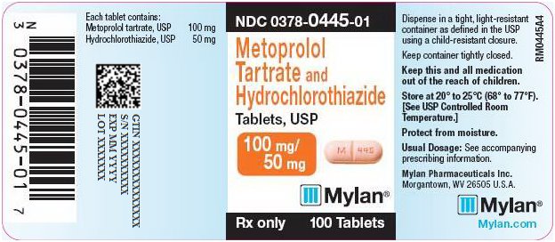 Metoprolol Tartrate and Hydrochlorothiazide Tablets 100 mg/50 mg Bottle Label