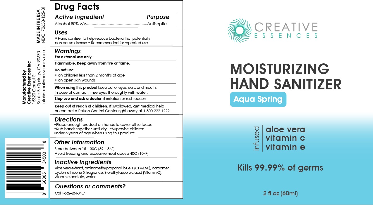 Aqua Spring Blue Hand Sanitizer Label