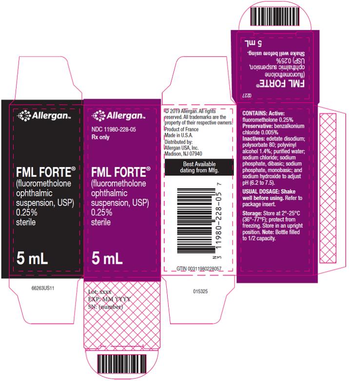 PRINCIPAL DISPLAY PANEL
NDC: <a href=/NDC/11980-228-05>11980-228-05</a>
Rx Only
FML FORTE®
(fluorometholone 
ophthalmic 
suspension, USP) 
0.25%
Sterile
5 mL
