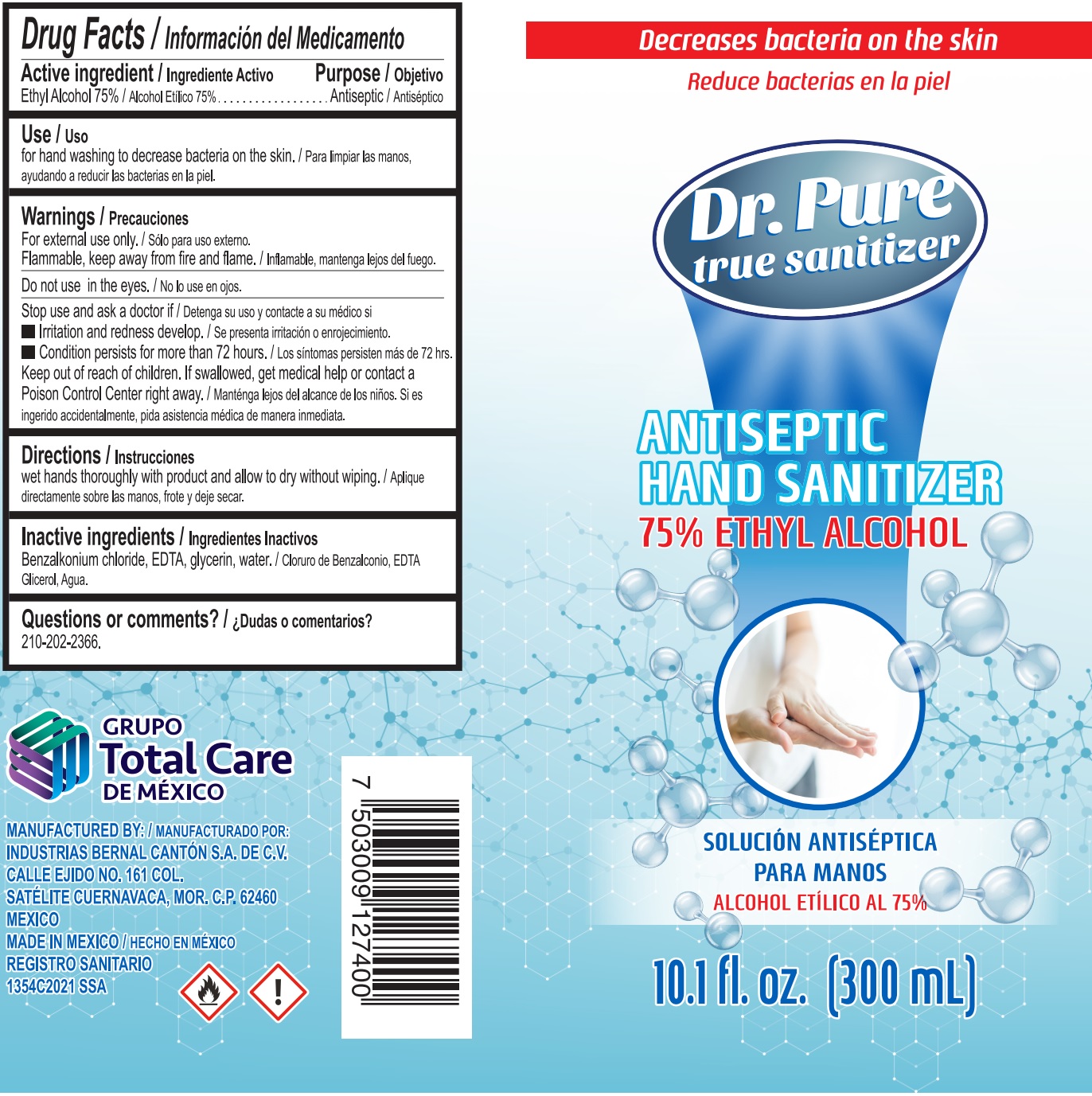 Dr. Pure True Sanitizer Label