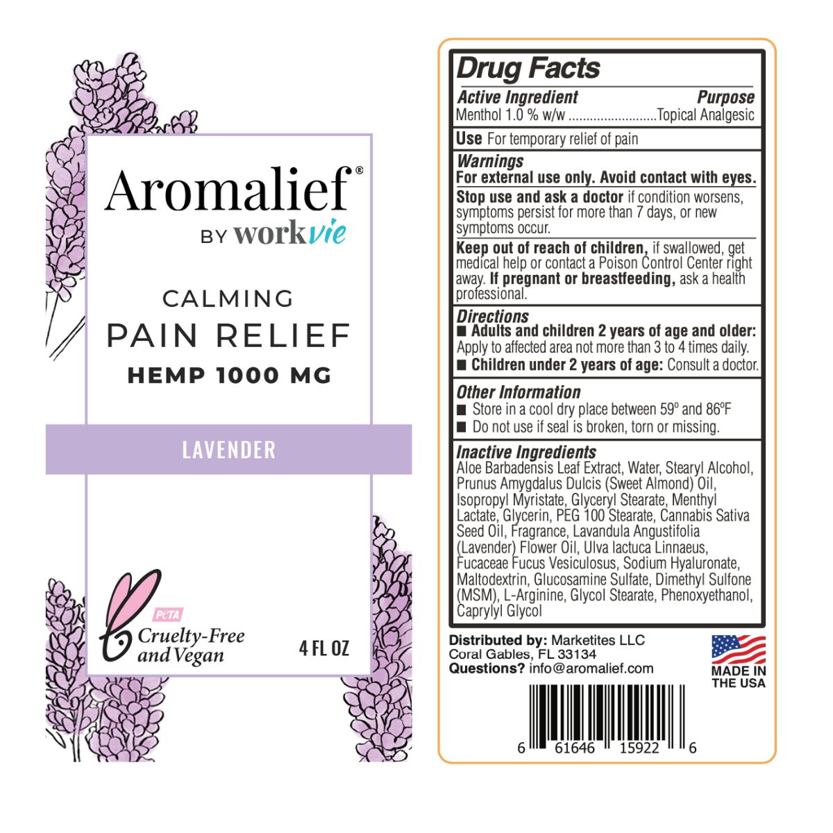 Aromalief Calming Pain Relief Lavender 4oz