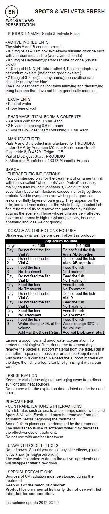 SPOTS AND VELVETS AQUARIUM CURE PROGRAM FRESH- acriflavine ...