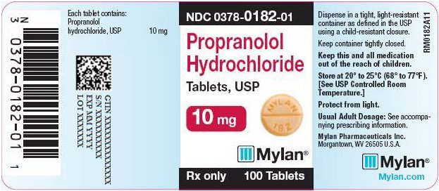 Propranolol Hydrochloride Tablets 10 mg Bottle Label