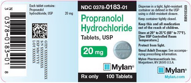 Propranolol Hydrochloride Tablets 20 mg Bottle Label