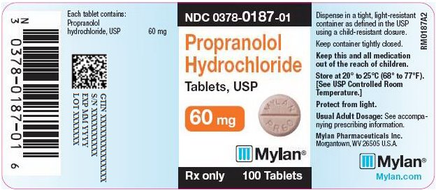 Propranolol Hydrochloride Tablets 60 mg Bottle Label