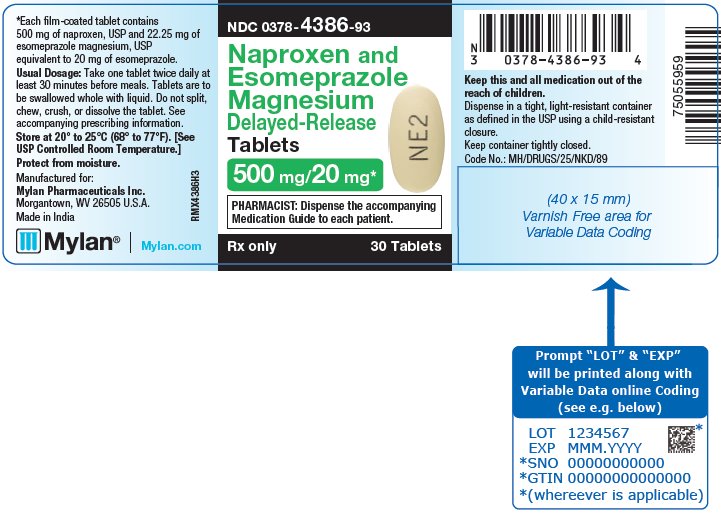 Naproxen and Esomeprazole Magnesium Delayed-Release Tablets 500 mg/20 mg Bottle Label
