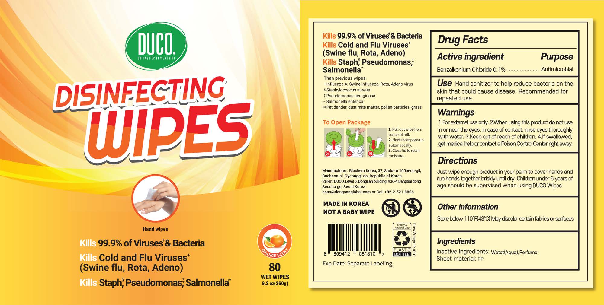 DUCO 80 Disinfecting Wipes