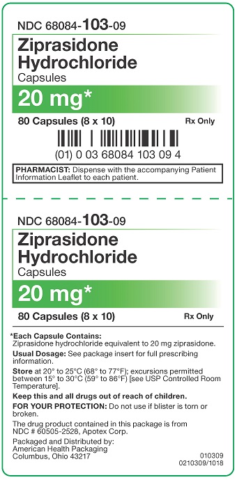 20 mg Ziprasidone HCl Capsules Carton