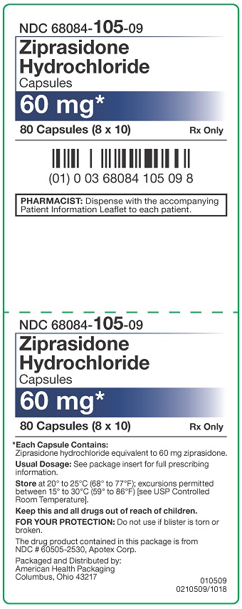 60 mg Ziprasidone HCl Capsules Carton