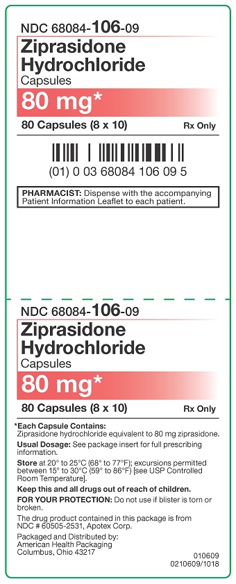 80 mg Ziprasidone HCl Capsules Carton