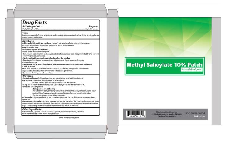PRINCIPAL DISPLAY PANEL
Methyl Salicylate 10% Patch
Topical Analgesic
NDC: <a href=/NDC/50488-2010-1>50488-2010-1</a>
10 Patches
