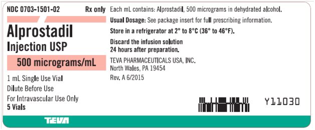 Alprostadil Injection USP 500 mcg/mL, 5 x 1 mL Single Dose Vial Carton Label
