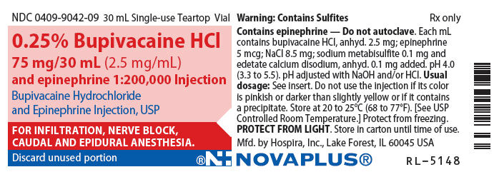 PRINCIPAL DISPLAY PANEL - 75 mg/30 mL Vial Label - NDC: <a href=/NDC/0409-9042-09>0409-9042-09</a>