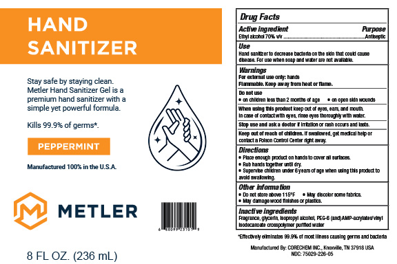 Metler Gel Hand Sanitizer - Peppermint 8 FL OZ - NDC: <a href=/NDC/75029-226-05>75029-226-05</a>