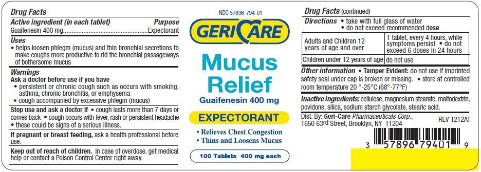 Mucus Relief label