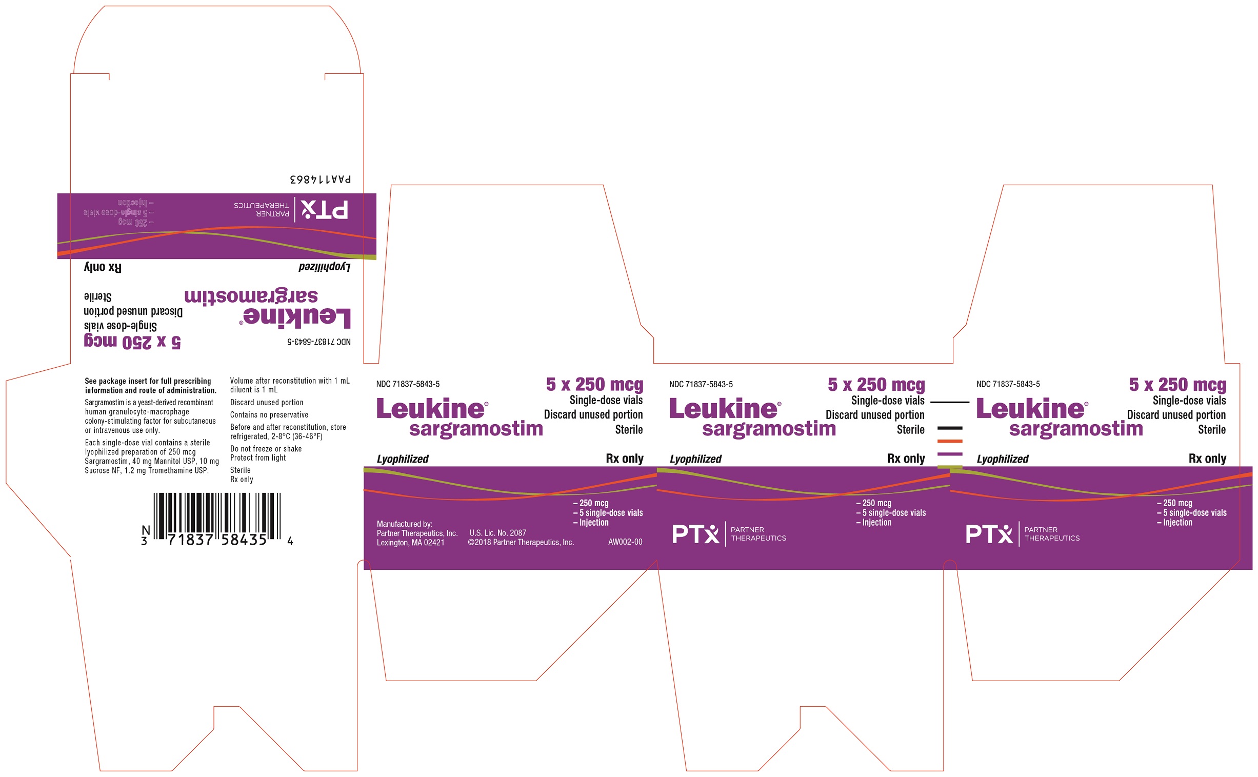 250 mcg Lyophilized Powder for Injection 5-count Carton Label