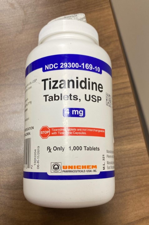 Tizanidine Bottle