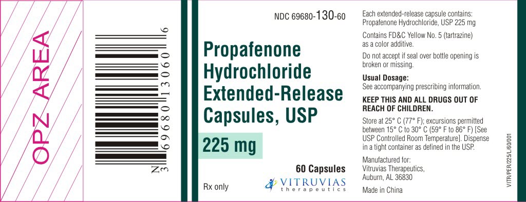 Propafenone Hydrochloride Extended-Release Capsules, USP 225 mg Bottle Label