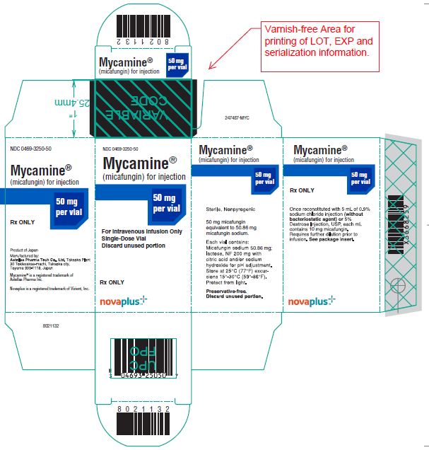 Mycamine (micafungin) for injection 50 mg per vial carton label