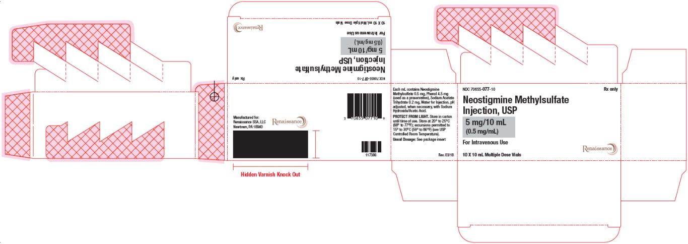 PRINCIPAL DISPLAY PANEL
NDC: <a href=/NDC/70655-077-10>70655-077-10</a>
Neostigmine Methylsulfate 
Injection, USP
5 mg/10 mL
(0.5 mg/mL)
For Intravenous Use
10 x 10 mL Multiple Dose Vials
Rx Only
