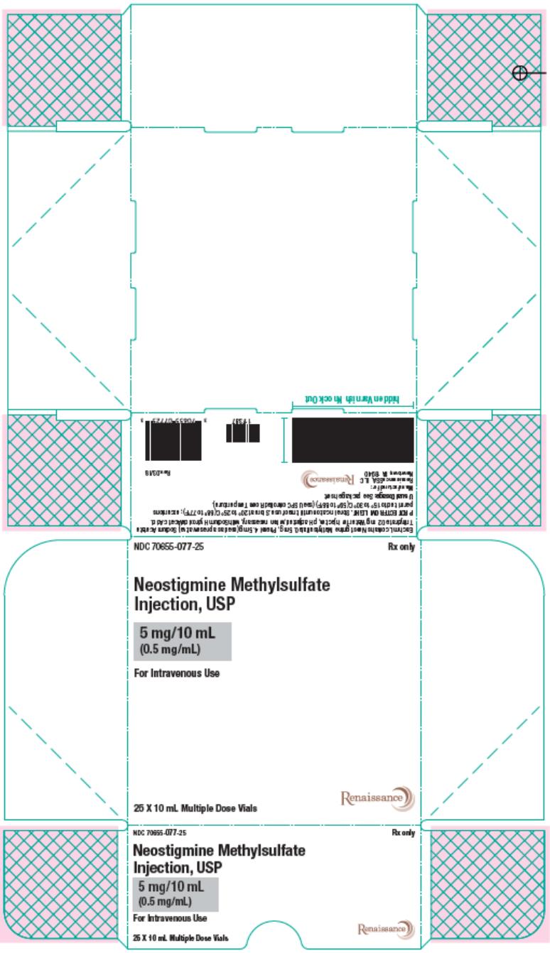 PRINCIPAL DISPLAY PANEL
NDC: <a href=/NDC/70655-077-25>70655-077-25</a>
Neostigmine Methylsulfate 
Injection, USP
5 mg/10 mL
(0.5 mg/mL)
For Intravenous Use
25 x 10 mL Multiple Dose Vials
Rx Only
