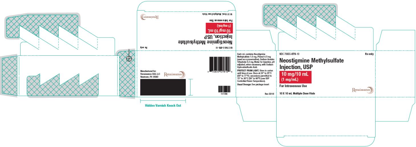 PRINCIPAL DISPLAY PANEL
NDC: <a href=/NDC/70655-078-10>70655-078-10</a>
Neostigmine Methylsulfate 
Injection, USP
10 mg/10 mL
(1 mg/mL)
For Intravenous Use
10 x 10 mL Multiple Dose Vials
Rx Only
