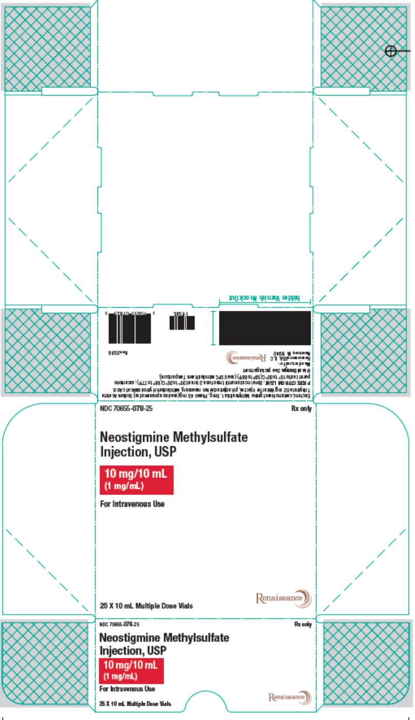 PRINCIPAL DISPLAY PANEL
NDC: <a href=/NDC/70655-078-25>70655-078-25</a>
Neostigmine Methylsulfate 
Injection, USP
10 mg/10 mL
(1 mg/mL)
For Intravenous Use
25 x 10 mL Multiple Dose Vials
Rx Only
