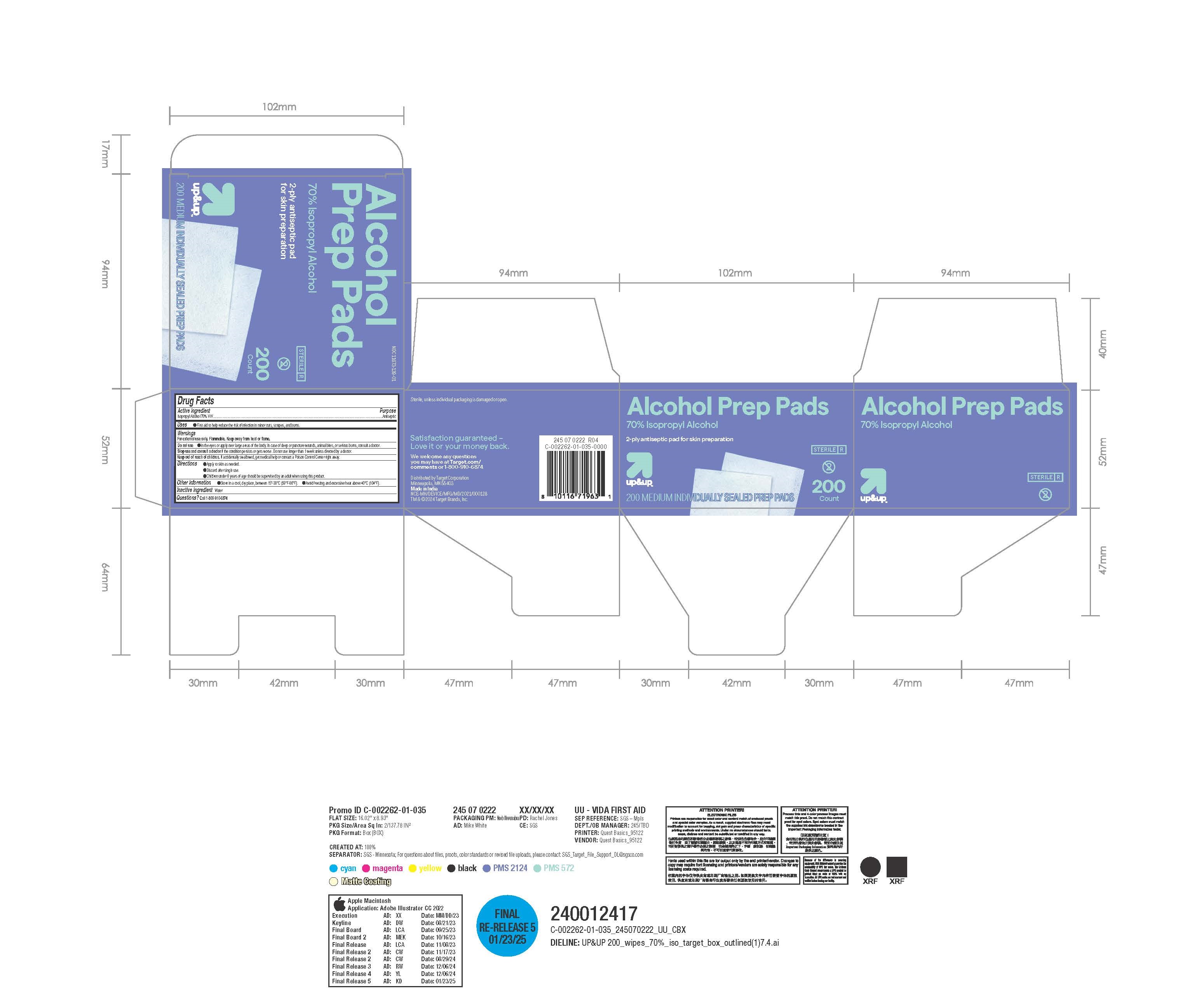 Alcohol Prep Pad Label