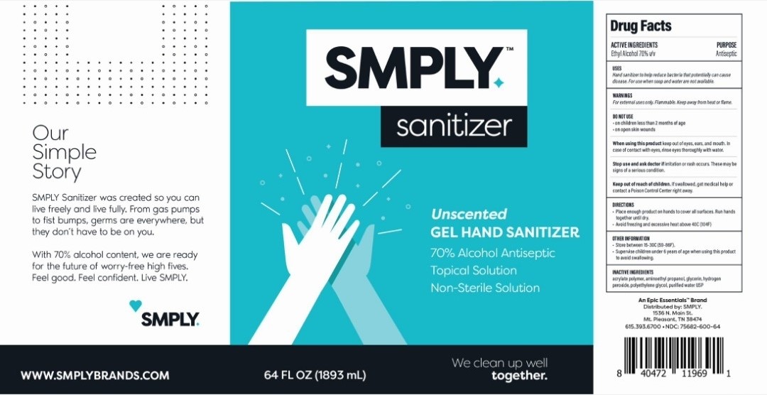 SMPLY 70 Gel Unscented Hand Sanitizer