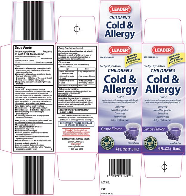 Children's Cold and Allergy Elixir Carton
