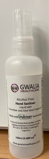 Gwalia Hybrisan 100ml Hand Sanitizer Bottle Front view