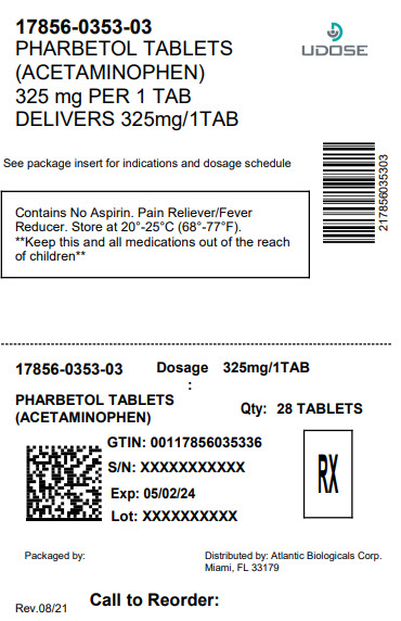 Pharbetol 325 mg Tablet Package Label