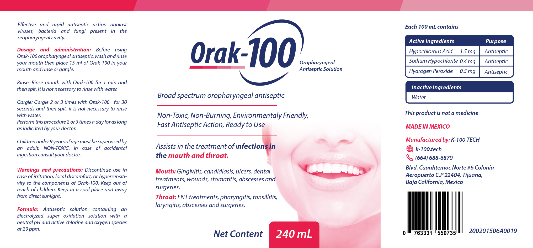 Orak-100 Oropharyngeal Antiseptic Solution