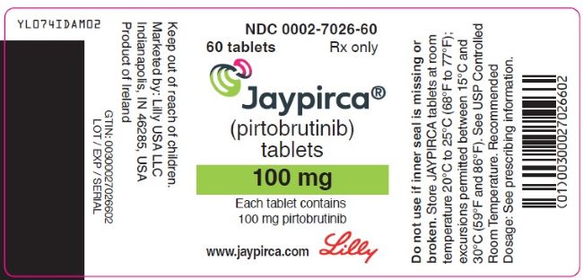 PACKAGE LABEL – JAYPIRCA 100 mg Tablets, 30 count bottle
