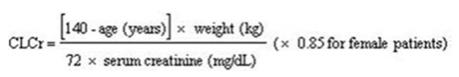 Creatinine clearance (CLCr) is difficult to measure in outpatients. In patients with stable renal function, creatinine clearance can be reasonably well estimated using the equation of Cockcroft and Gault: