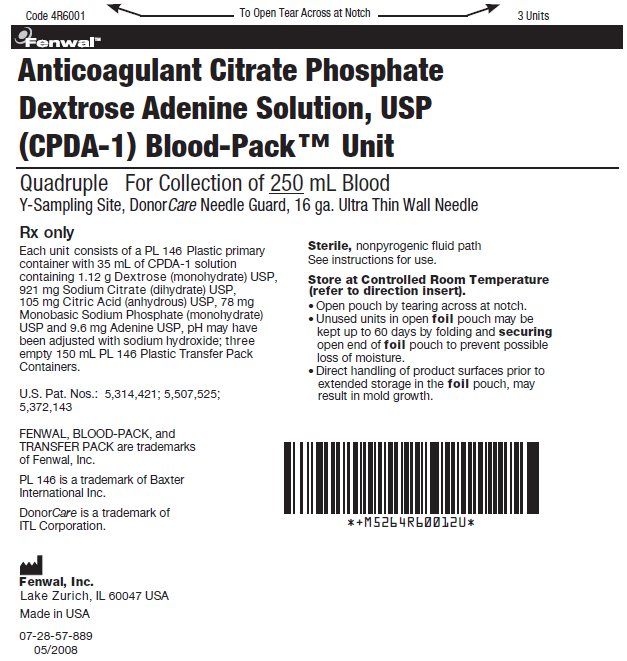 Anticoagulant Citrate Phosphate Dextrose Adenine Solution, USP (CPDA-1) Blood-Pack™ Unit label