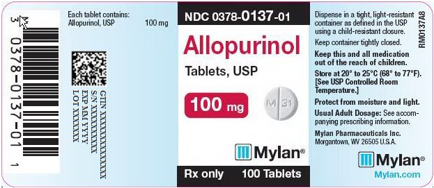 Allopurinol Tablets 100 mg Bottle Label