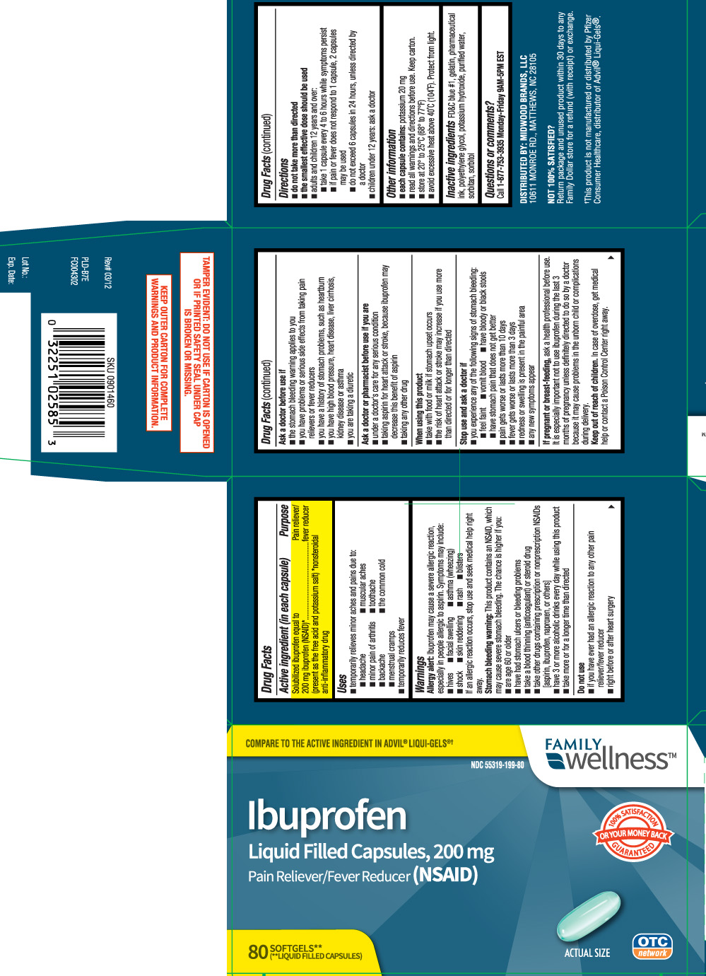 Solubilized ibuprofen equal 200 mg ibuprofen (NSAID)* (present as the free acid and potassium salt) *nonsteroidal anti-inflammatory drug