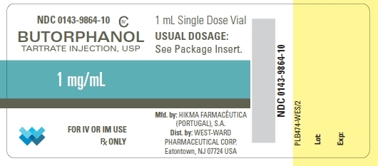 NDC: <a href=/NDC/0143-9864-10>0143-9864-10</a> CIV BUTORPHANOL TARTRATE INJECTION, USP 1 mg/mL FOR IV OR IM USE Rx ONLY 1 mL Single Dose Vial USUAL DOSAGE: See Pacakge Insert.