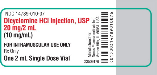 Principal Display Panel - Dicyclomine HCl Injection Vial Label
