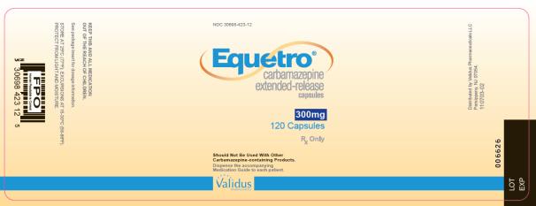 PRINCIPAL DISPLAY PANEL
NDC: <a href=/NDC/30698-423-12>30698-423-12</a>
Equetro
Carbamazepine
Extended – Release
Capsules
300 mg
120 Capsules
Rx Only
